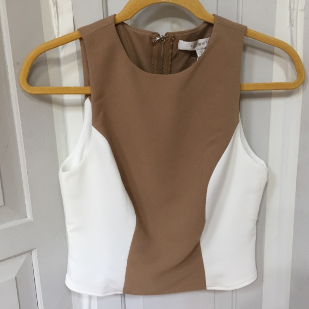 Anthropologie Flay White Brown and White Crop Top - Picture 6 of 16
